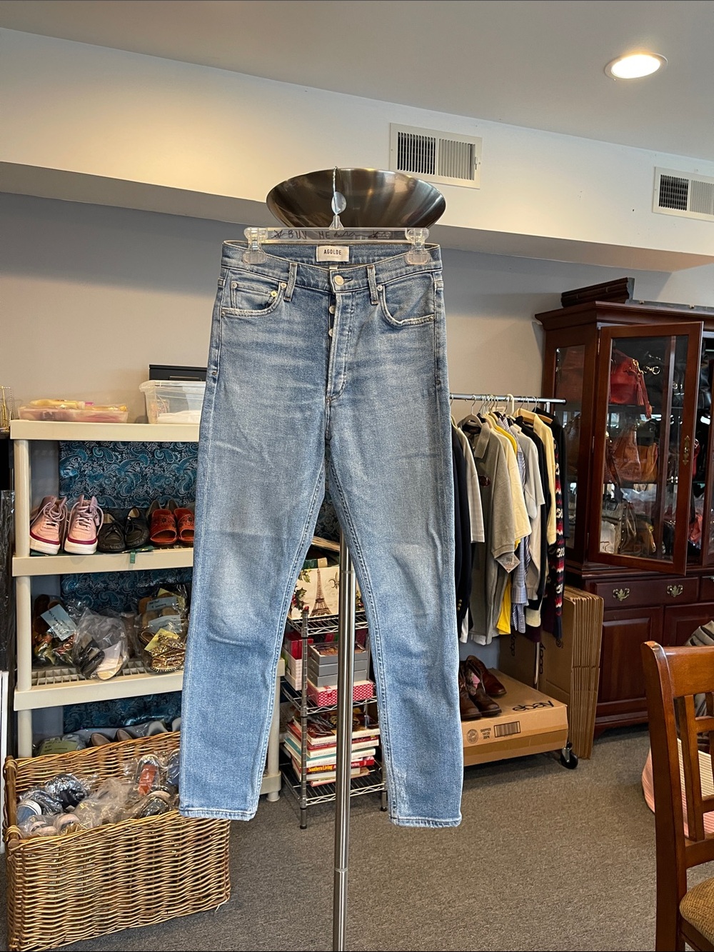 AGOLDE Nico Jean Light Wash High Rise Skinny Jeans Size 26 Button Fly
